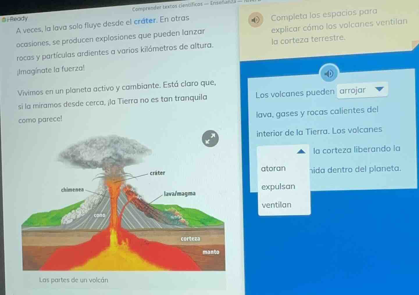 comprender textos científicos — enseñanza — a veces, la lava solo fluye…