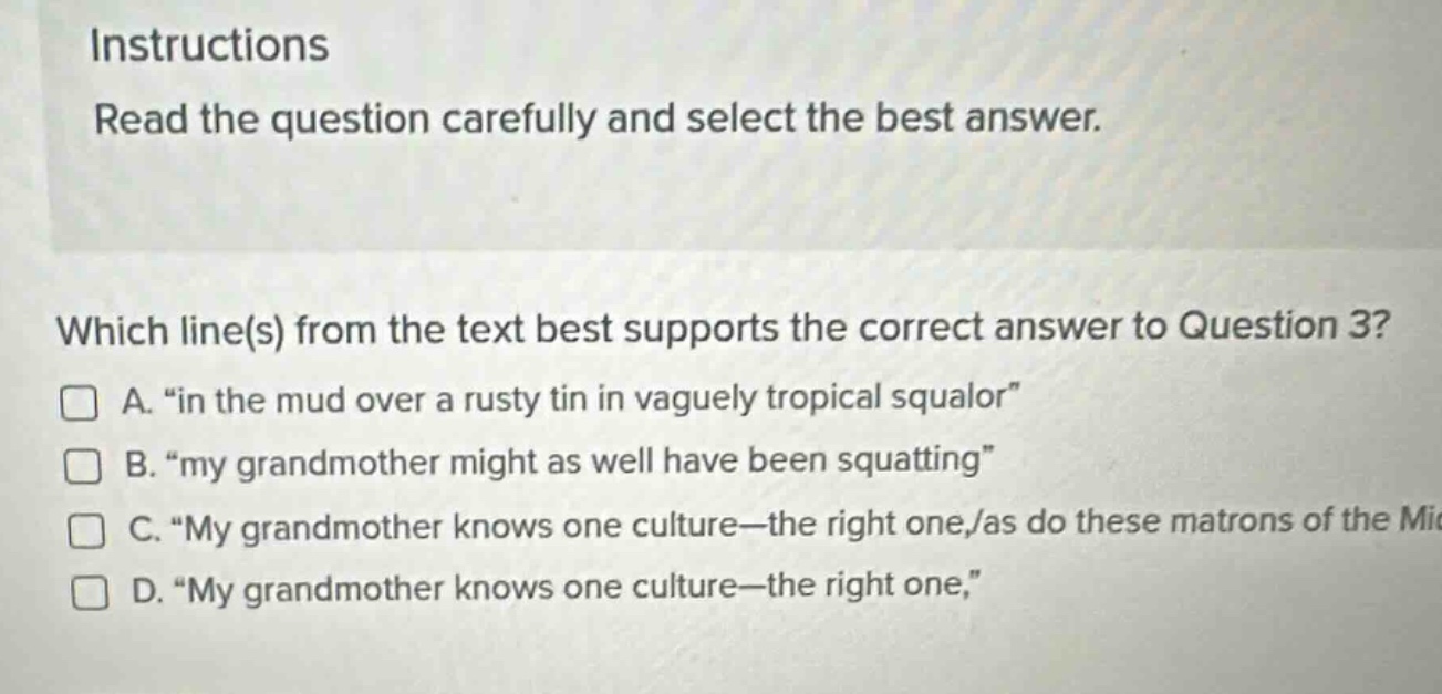 instructions read the question carefully and select the best answer. wh…