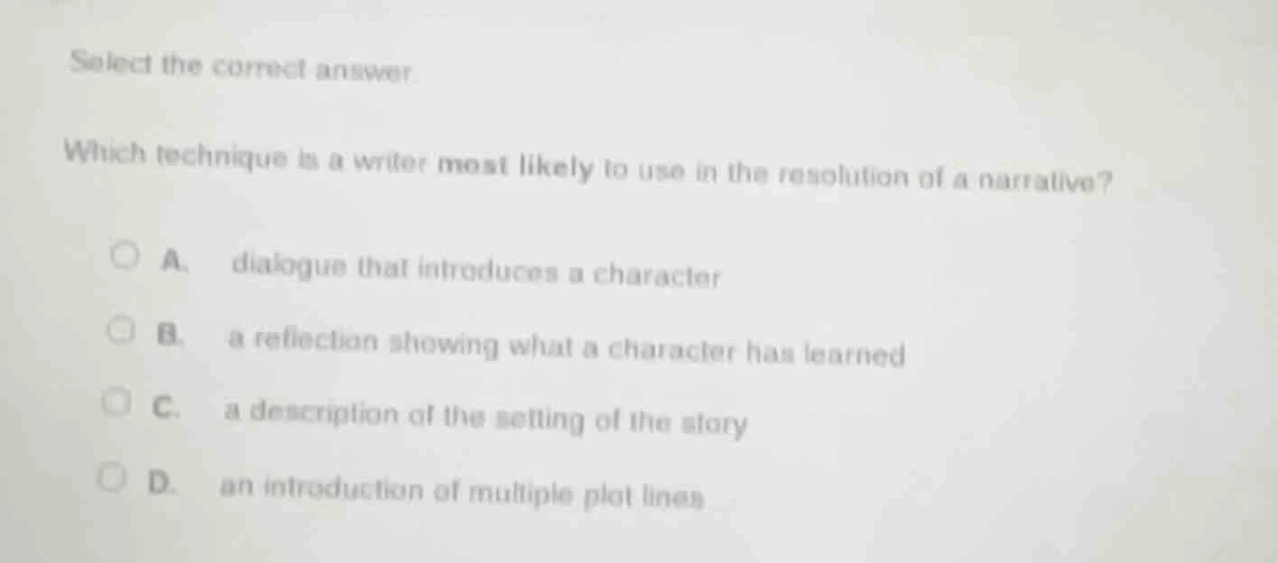 select the correct answer. which technique is a writer most likely to u…