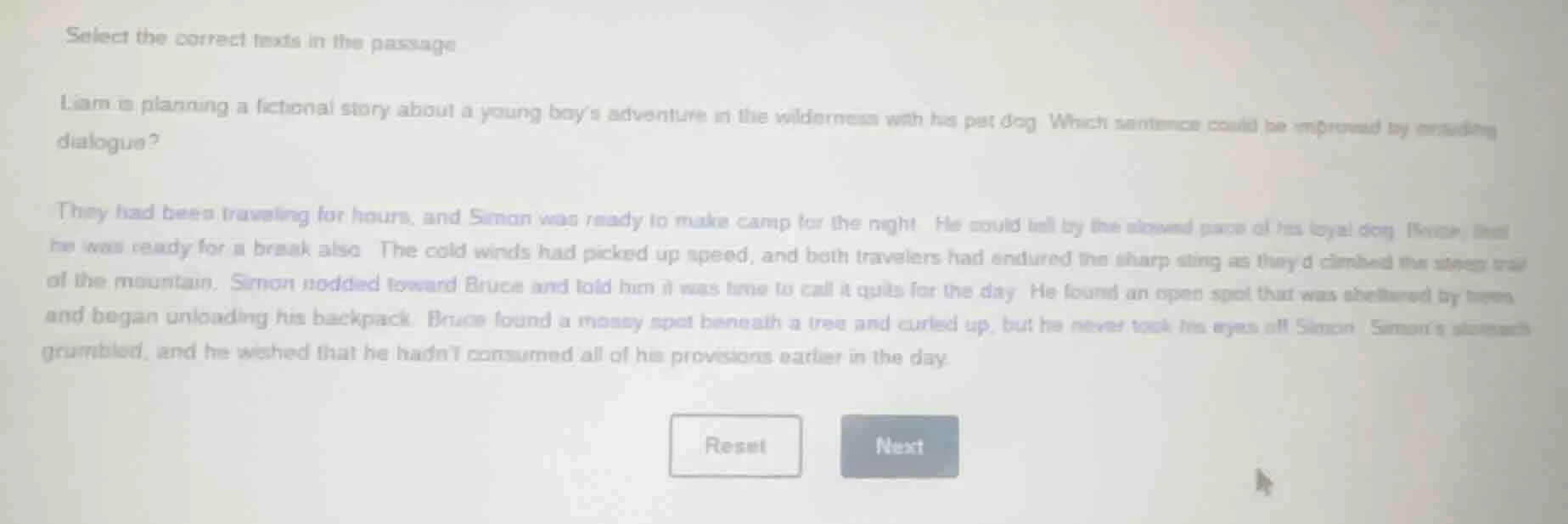 select the correct texts in the passage liam is planning a fictional st…