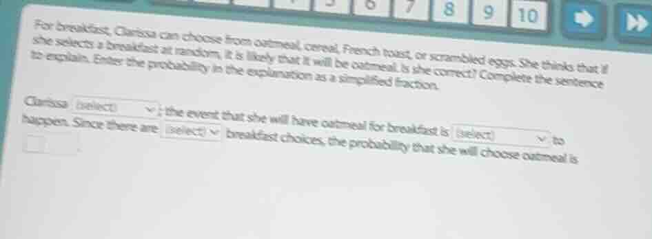 for breakfast, clarissa can choose from oatmeal, cereal, french toast, …