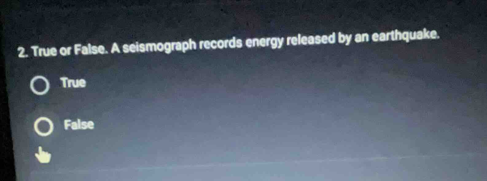 2. true or false. a seismograph records energy released by an earthquak…