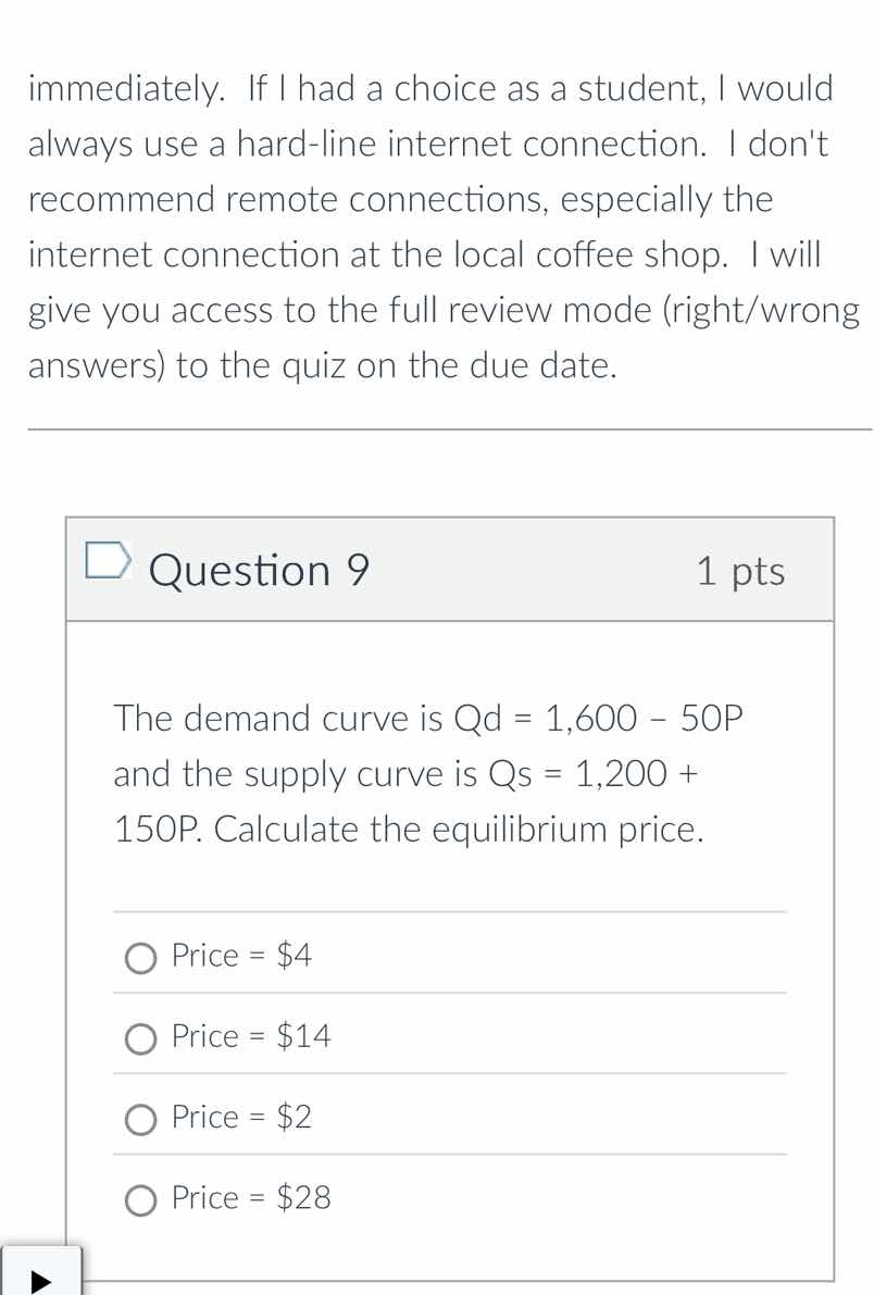 the demand curve is qd = 1,600 - 50p and the supply curve is qs = 1,200…