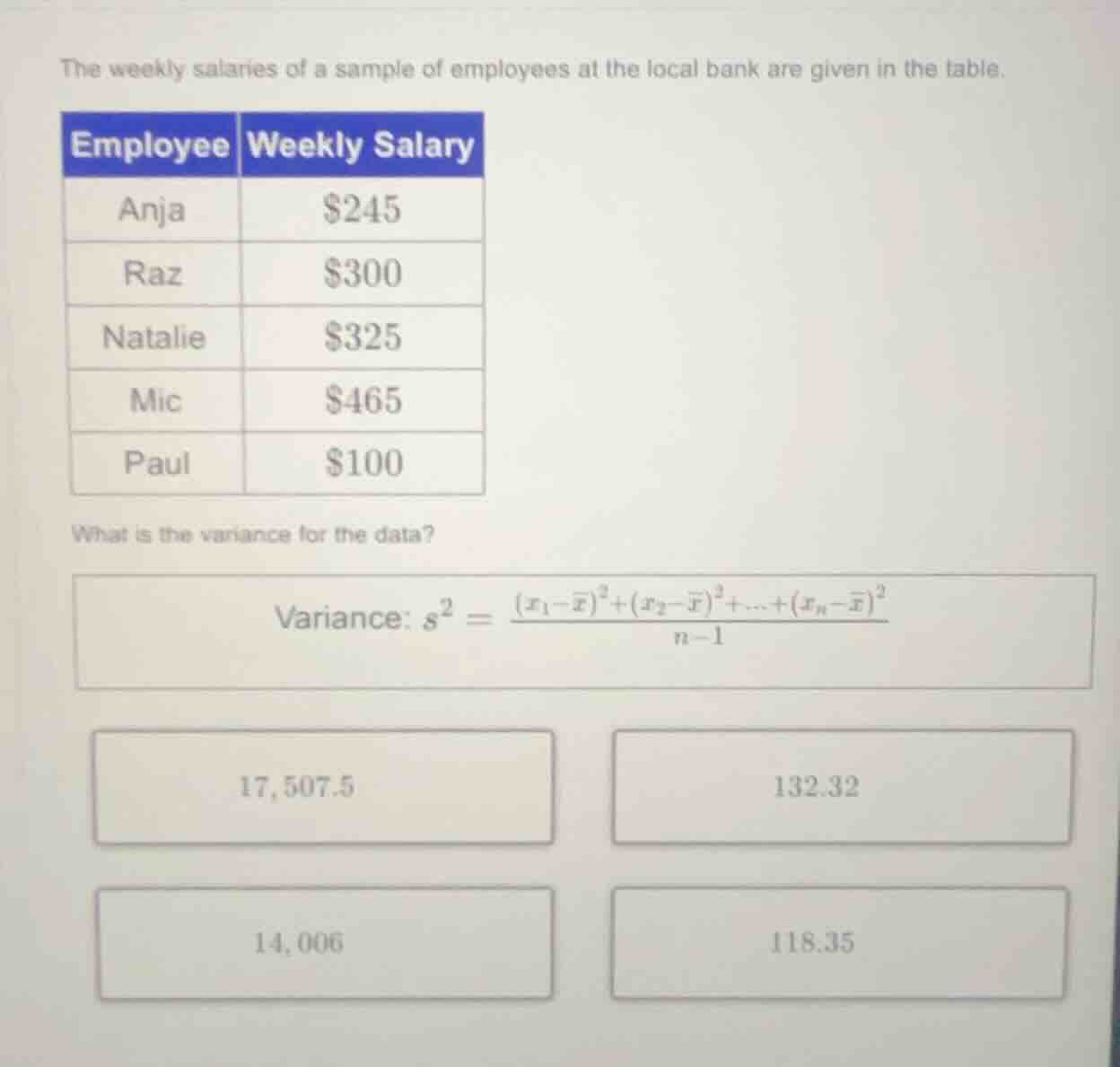 the weekly salaries of a sample of employees at the local bank are give…