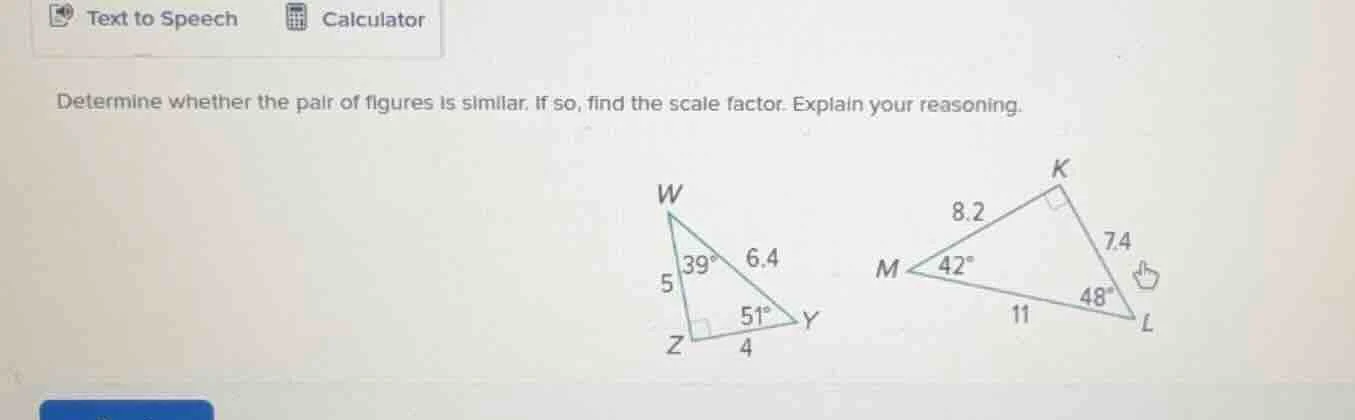 determine whether the pair of figures is similar. if so, find the scale…