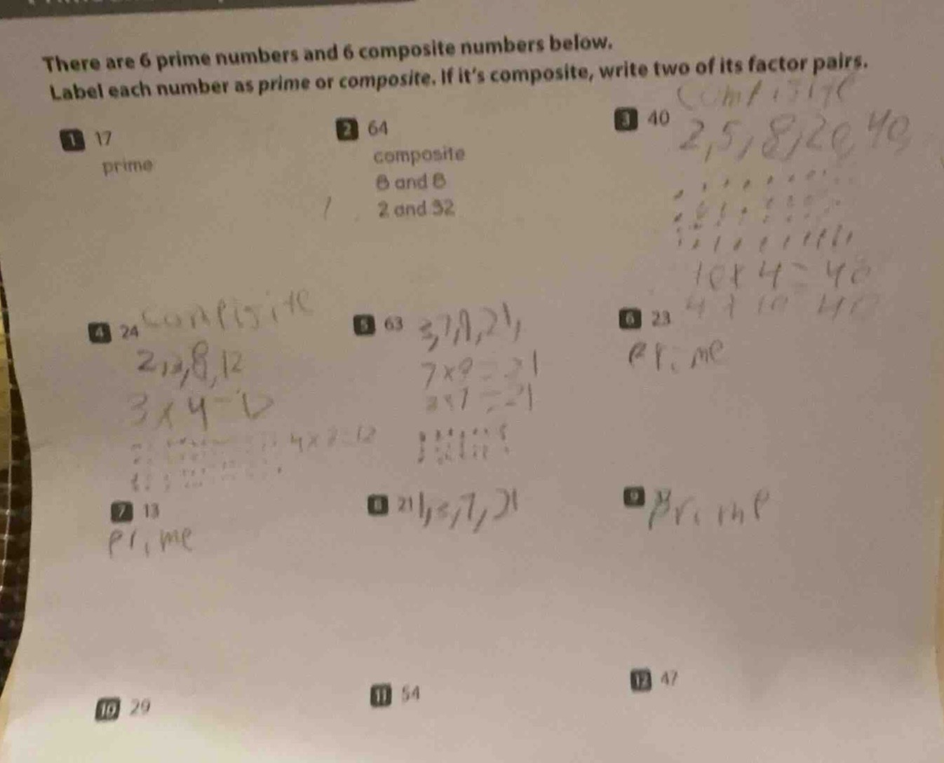 there are 6 prime numbers and 6 composite numbers below. label each num…