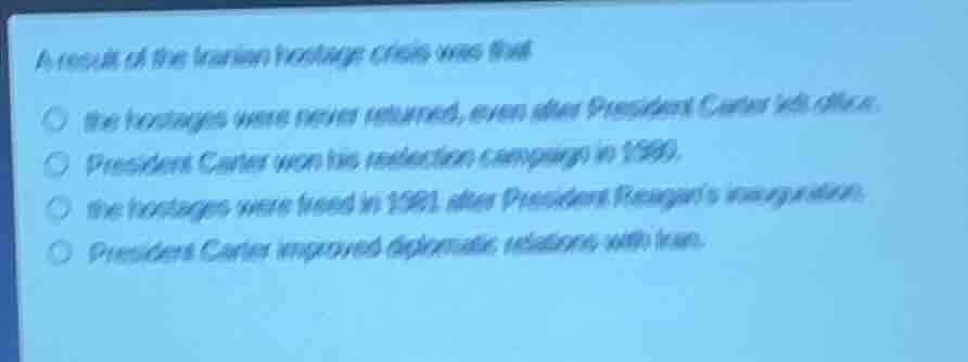a result of the iranian hostage crisis was that the hostages were never…