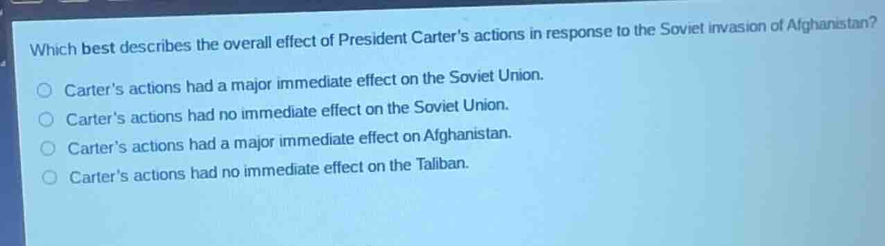 which best describes the overall effect of president carter’s actions i…