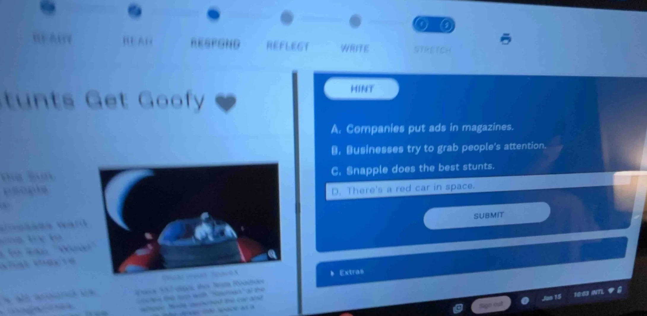a. companies put ads in magazines. b. businesses try to grab people’s a…