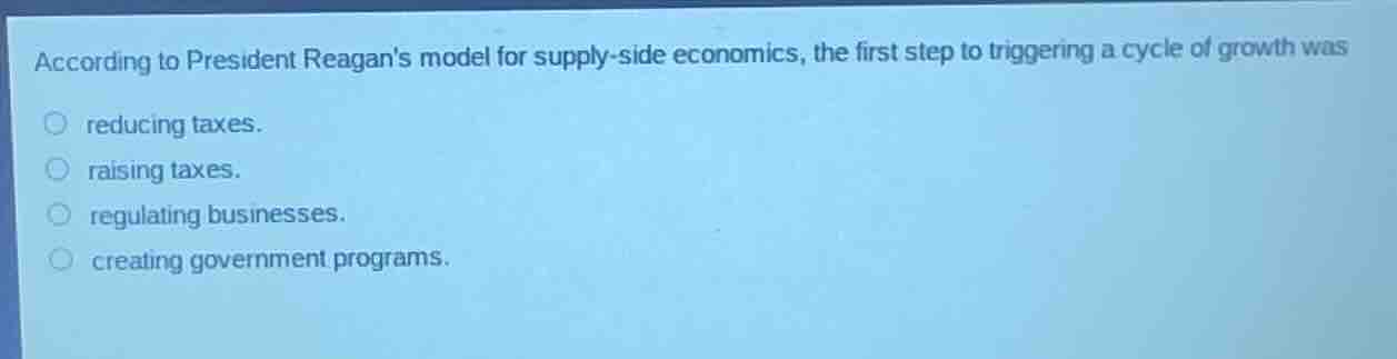 according to president reagans model for supply - side economics, the f…
