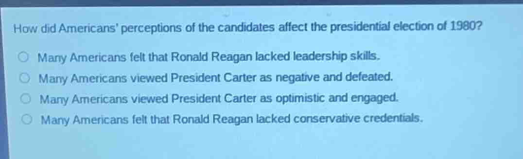 how did americans perceptions of the candidates affect the presidential…
