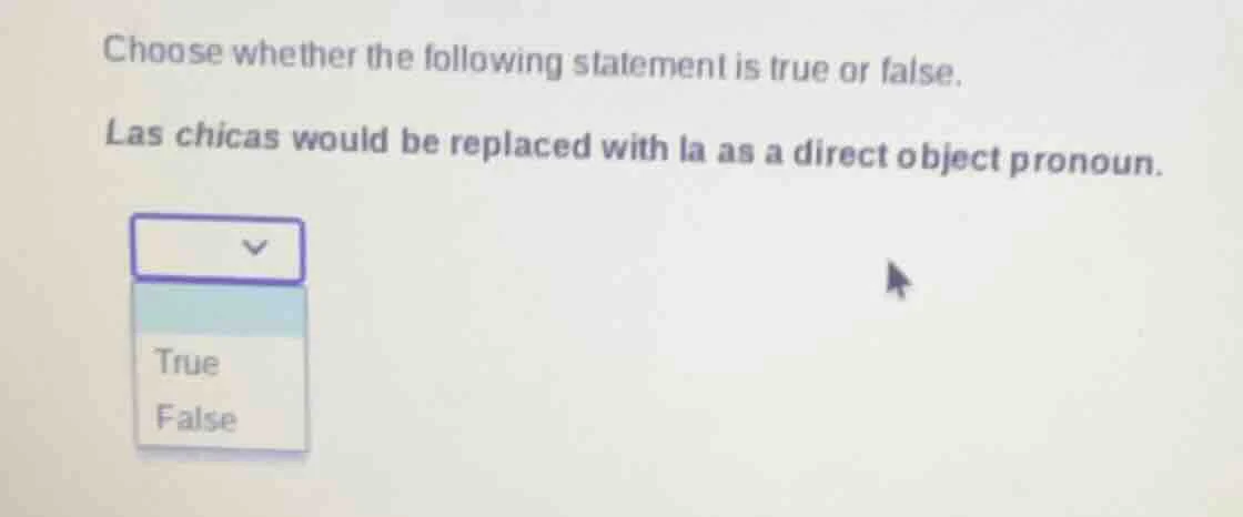 choose whether the following statement is true or false. las chicas wou…
