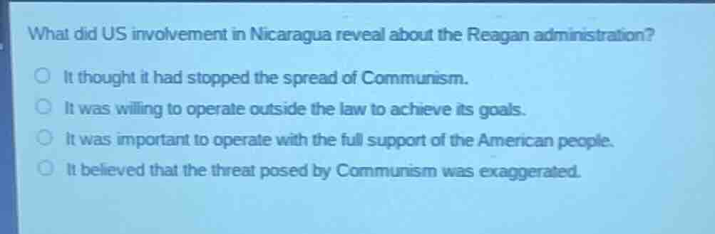 what did us involvement in nicaragua reveal about the reagan administra…