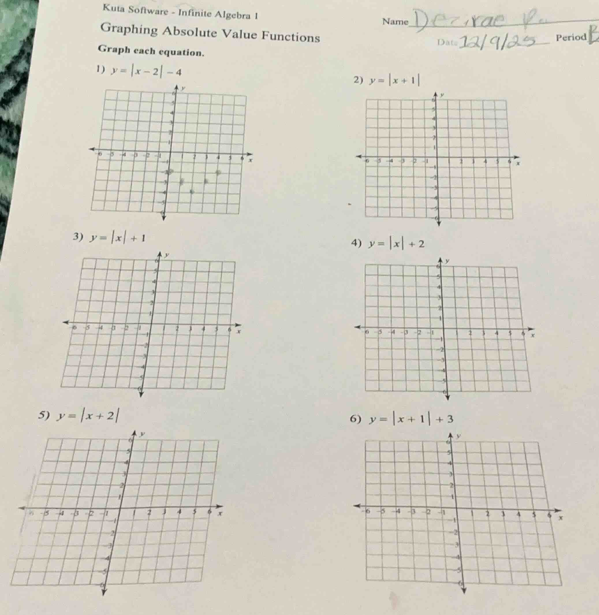 kuta software - infinite algebra 1 graphing absolute value functions gr…