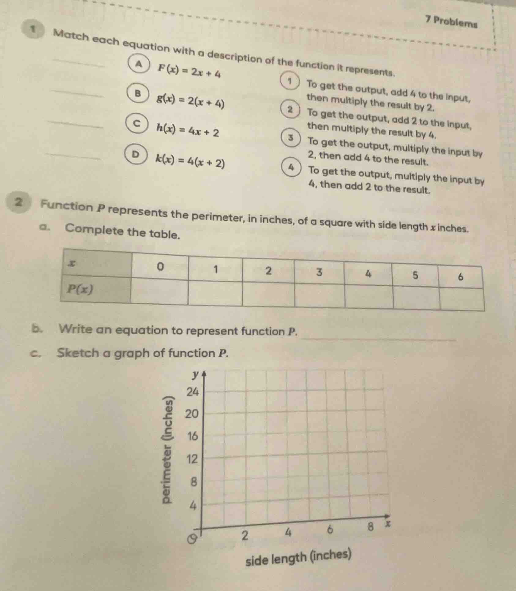 1 match each equation with a description of the function it represents.…