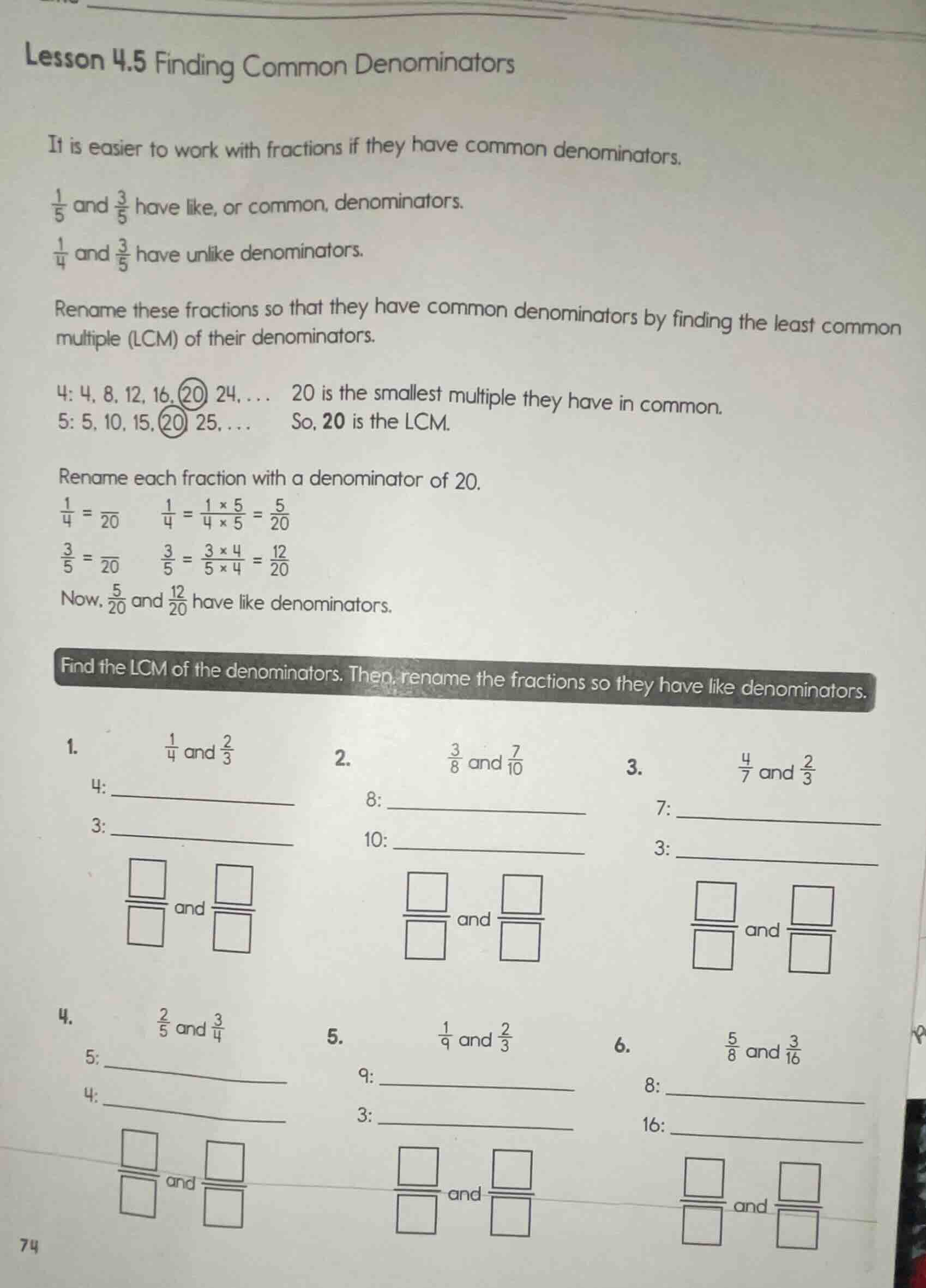 lesson 4.5 finding common denominators it is easier to work with fracti…