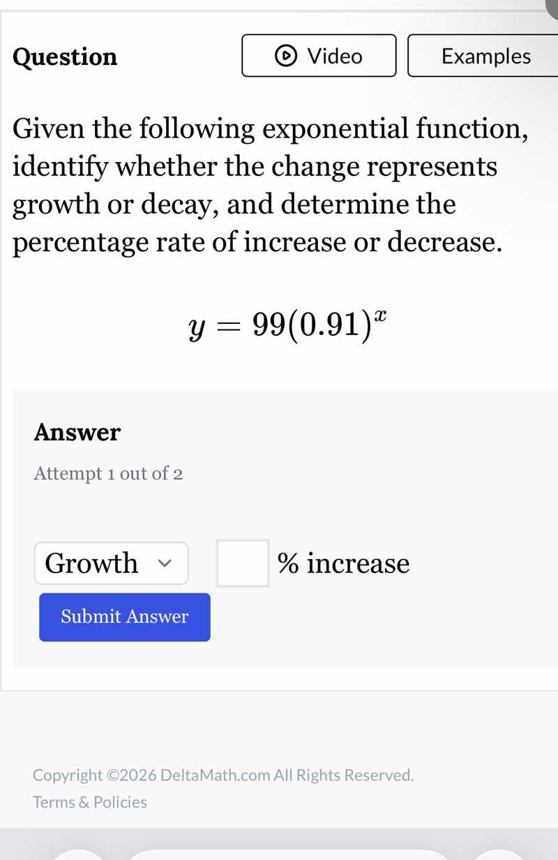 question given the following exponential function, identify whether the…