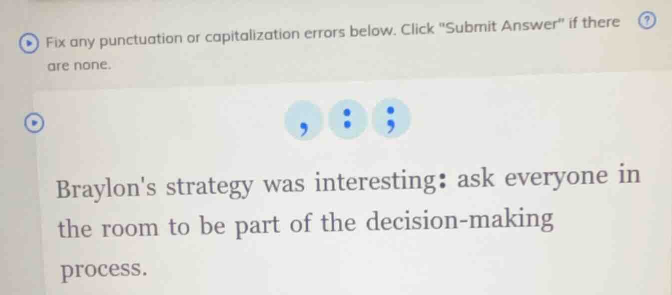 fix any punctuation or capitalization errors below. click \submit answe…