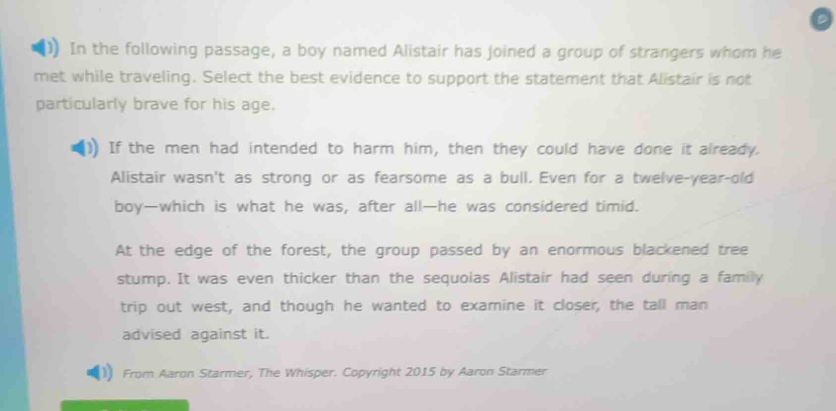 in the following passage, a boy named alistair has joined a group of st…