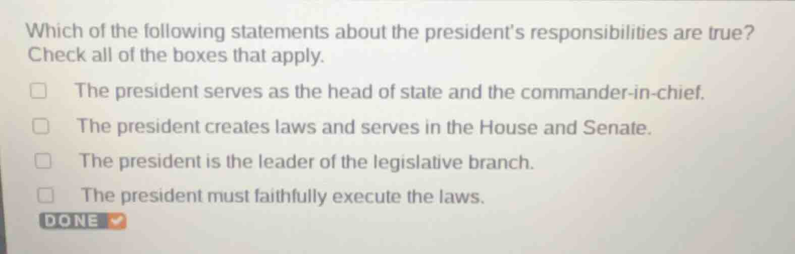 which of the following statements about the presidents responsibilities…