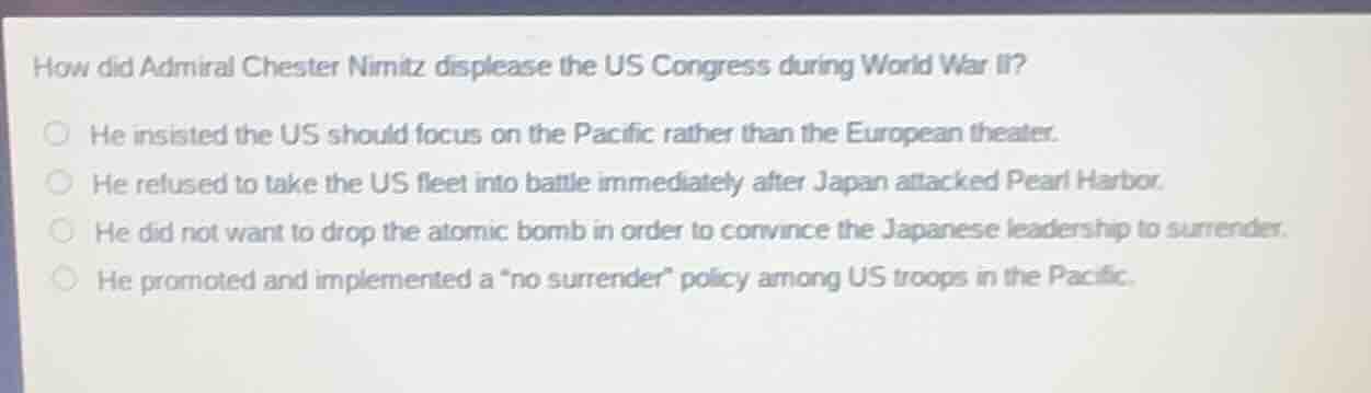 how did admiral chester nimitz displease the us congress during world w…