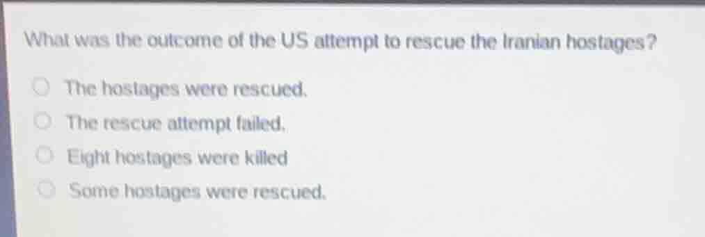 what was the outcome of the us attempt to rescue the iranian hostages? …
