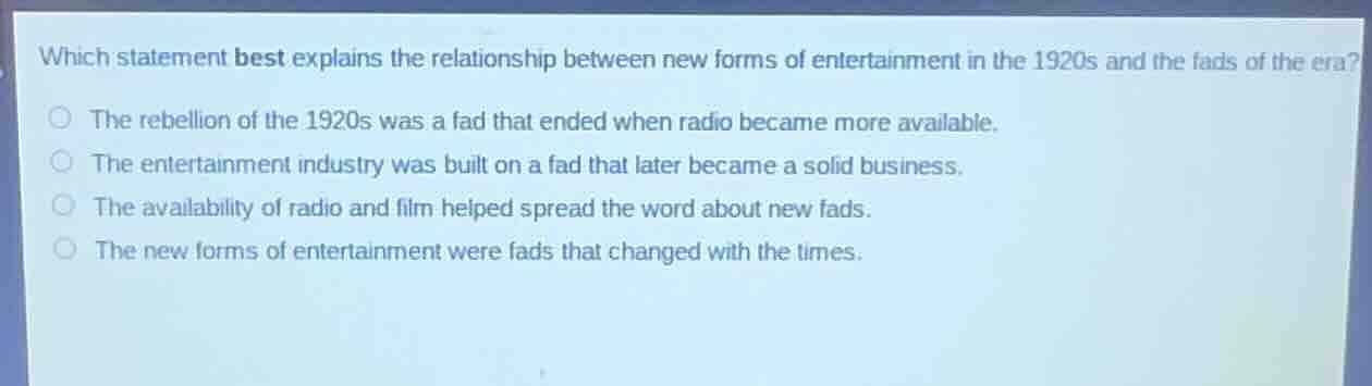 which statement best explains the relationship between new forms of ent…