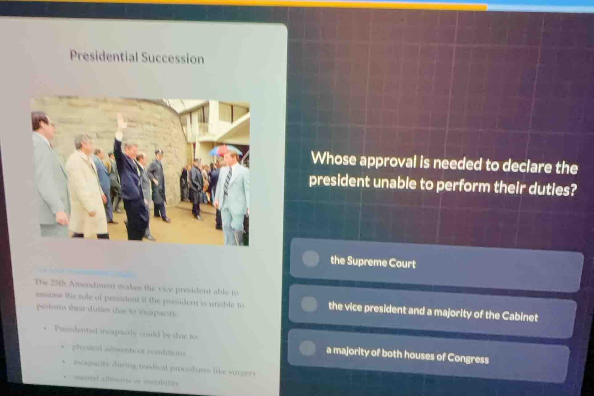 presidential succession the 25th amendment makes the vice president abl…