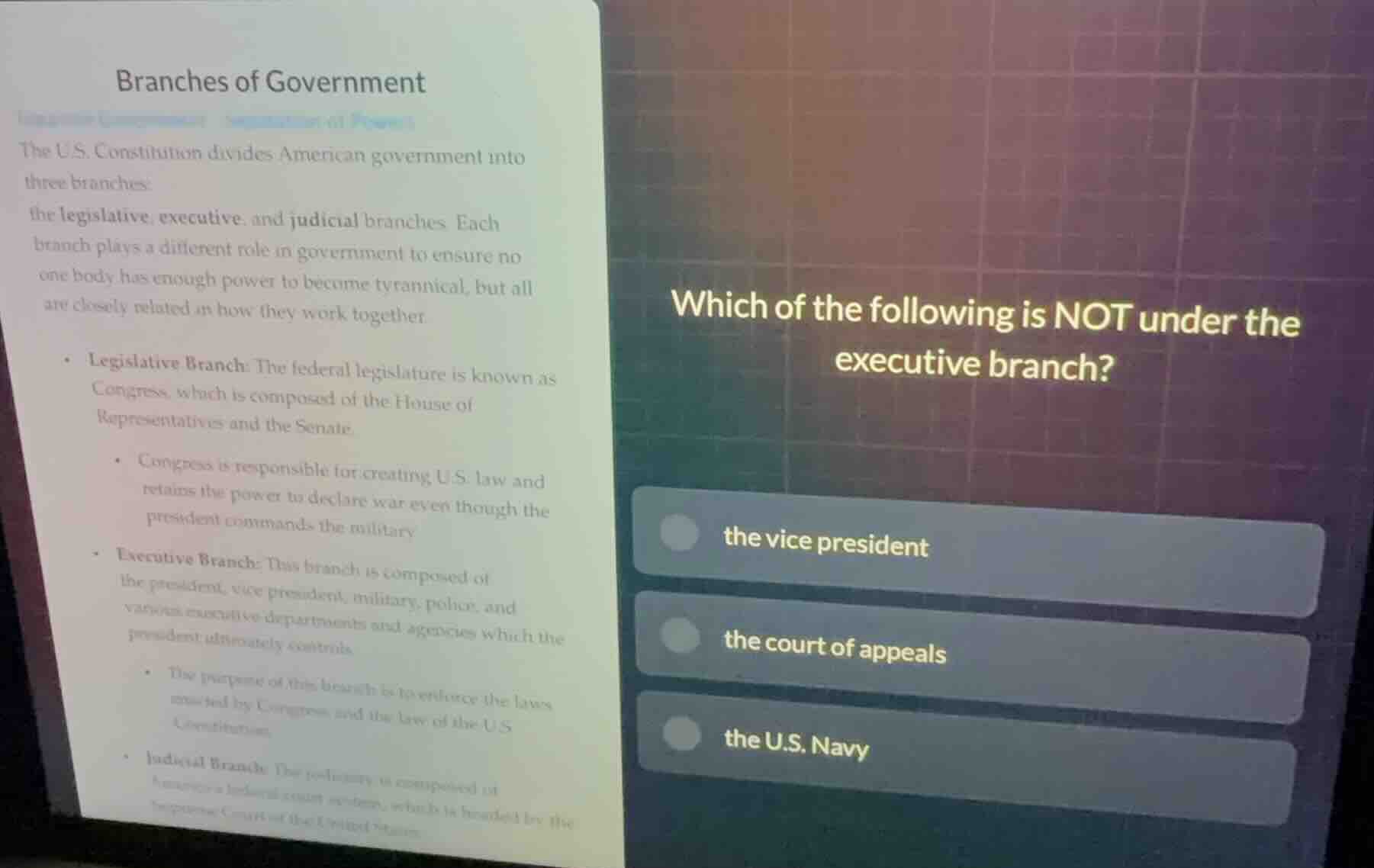 branches of government the u.s. constitution divides american governmen…