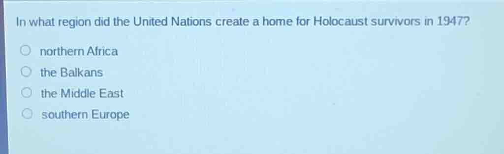 in what region did the united nations create a home for holocaust survi…