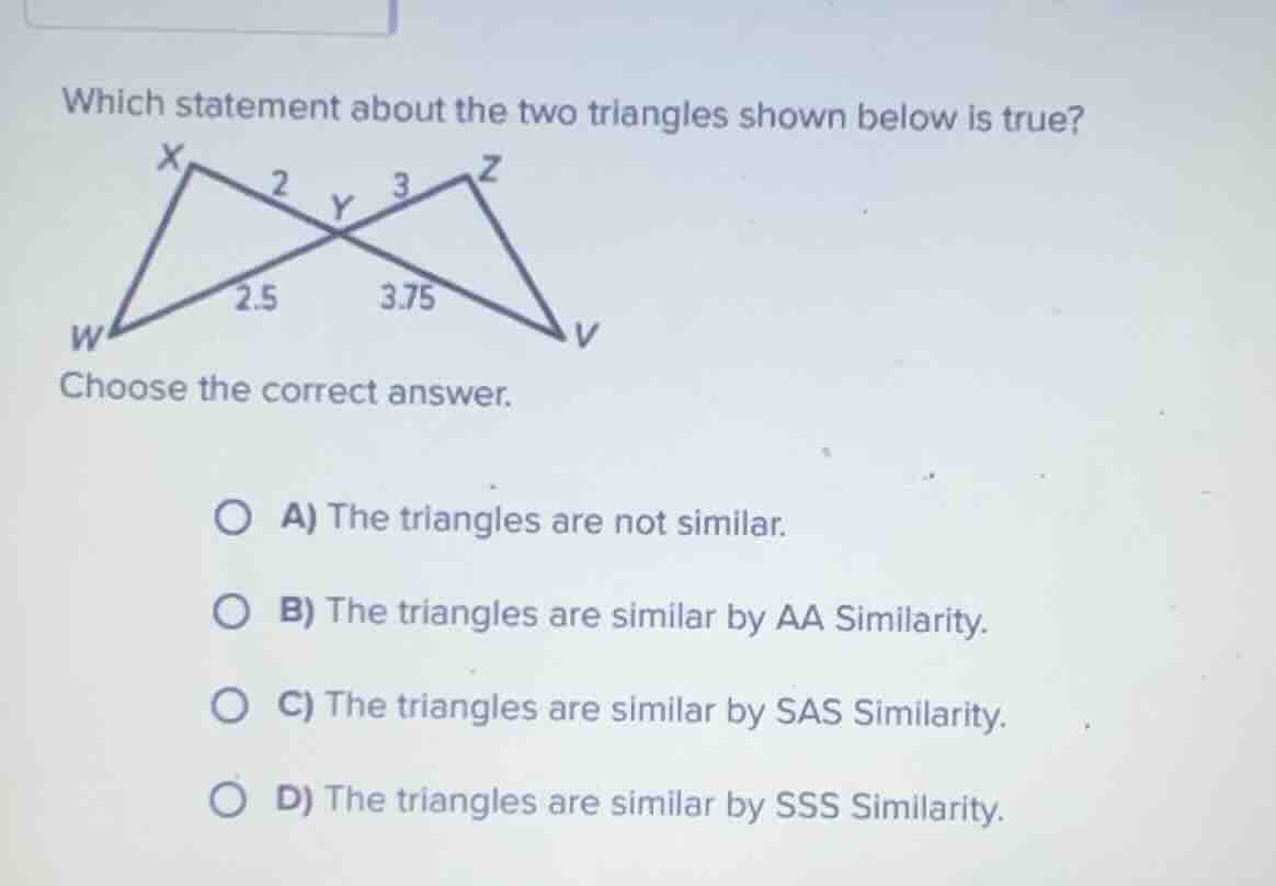 which statement about the two triangles shown below is true? (image of …