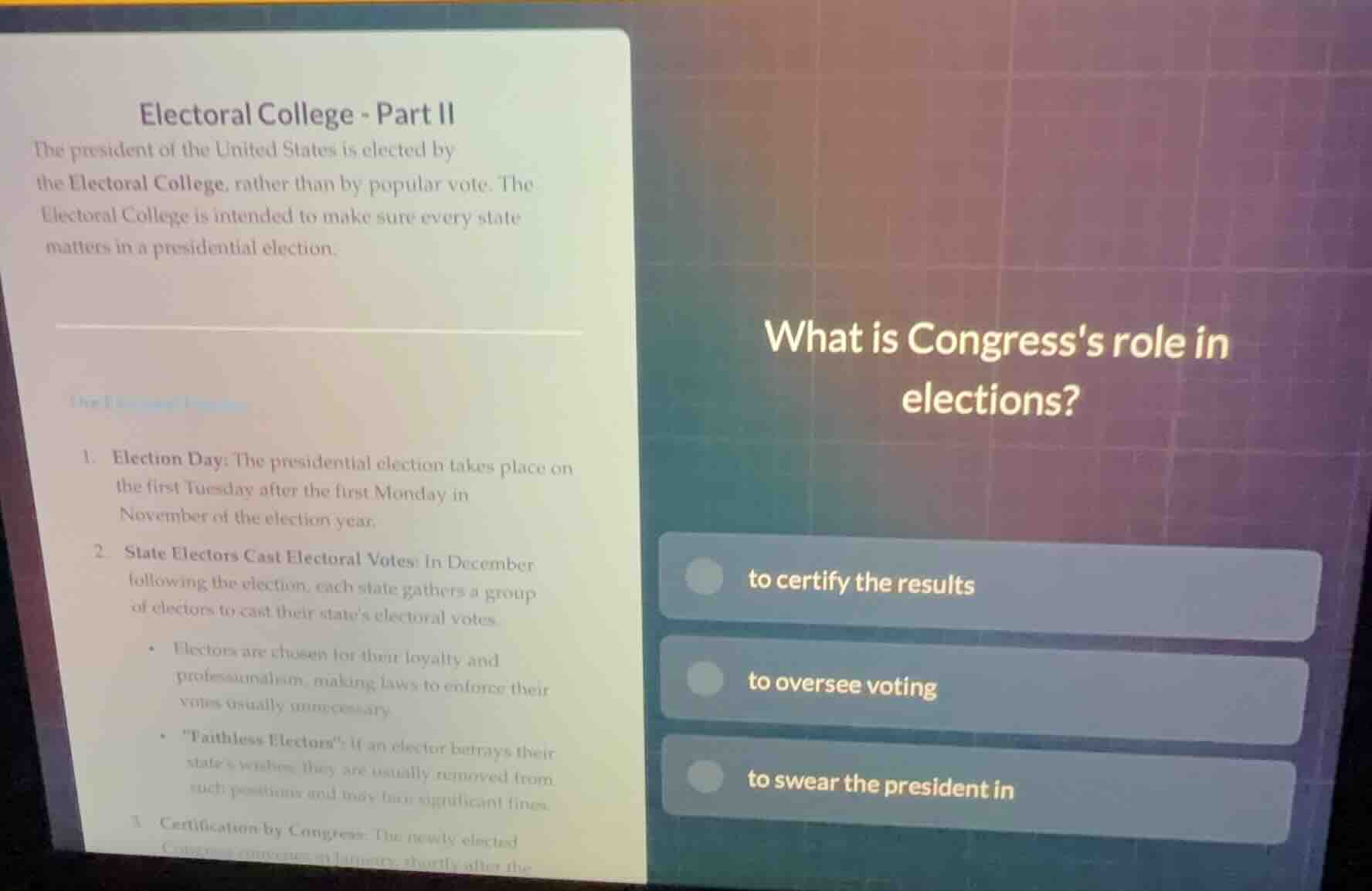 electoral college - part ii the president of the united states is elect…