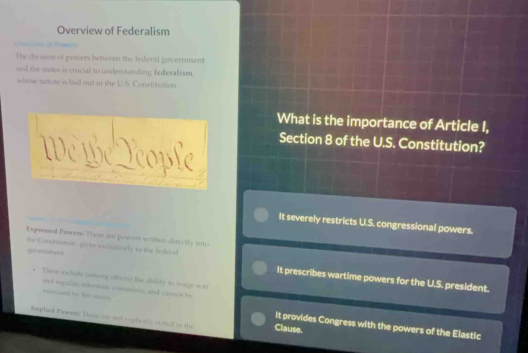 overview of federalism the division of powers between the federal gover…