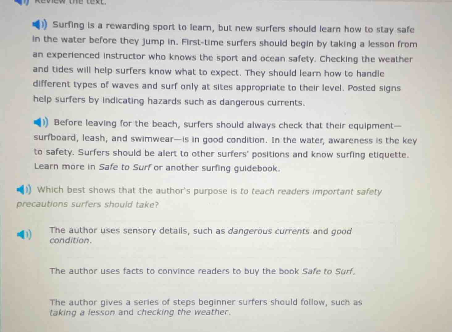 review the text. surfing is a rewarding sport to learn, but new surfers…