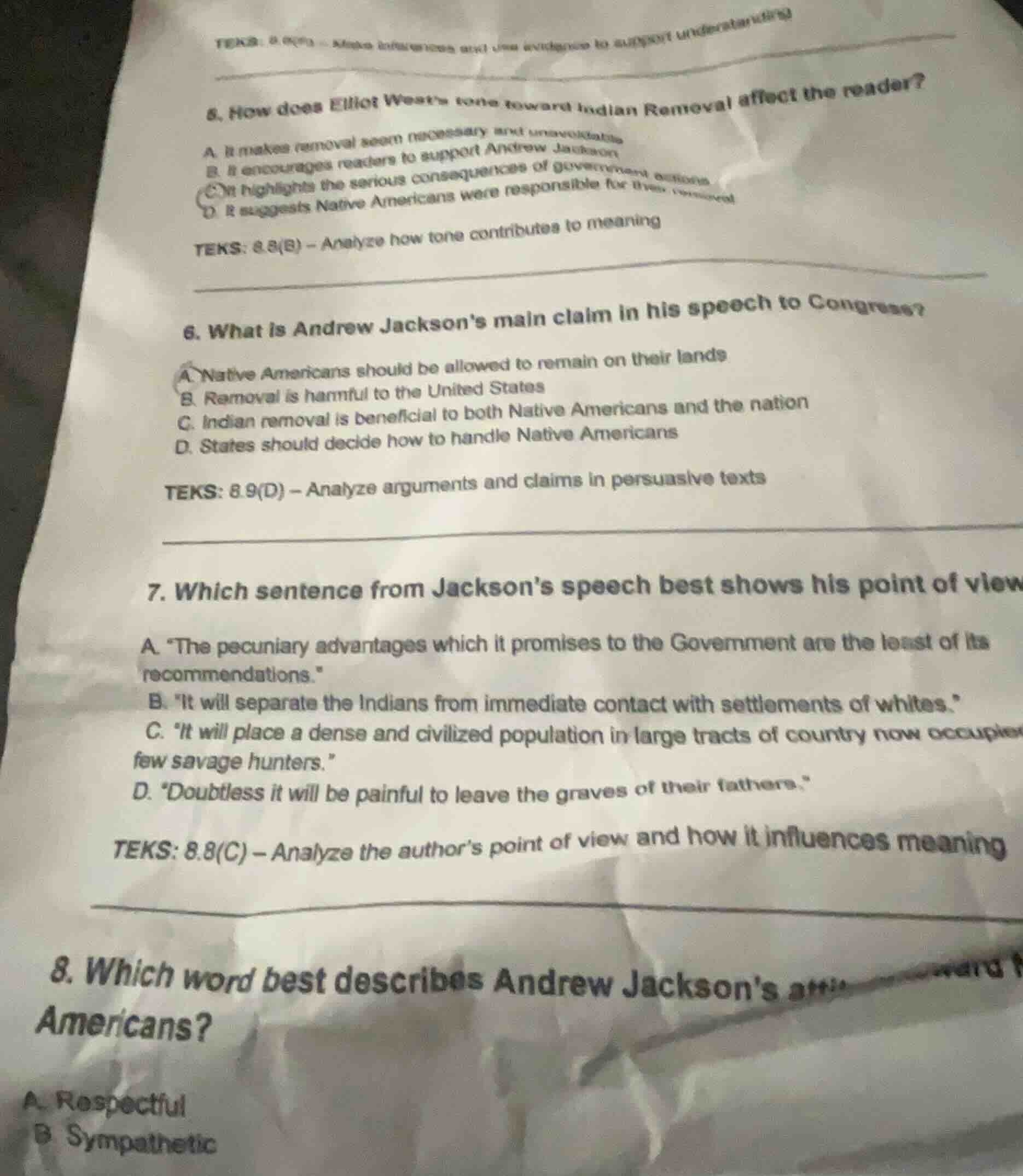 teks: 8.9(...) -- ... 5. how does elliot west’s tone toward indian remo…