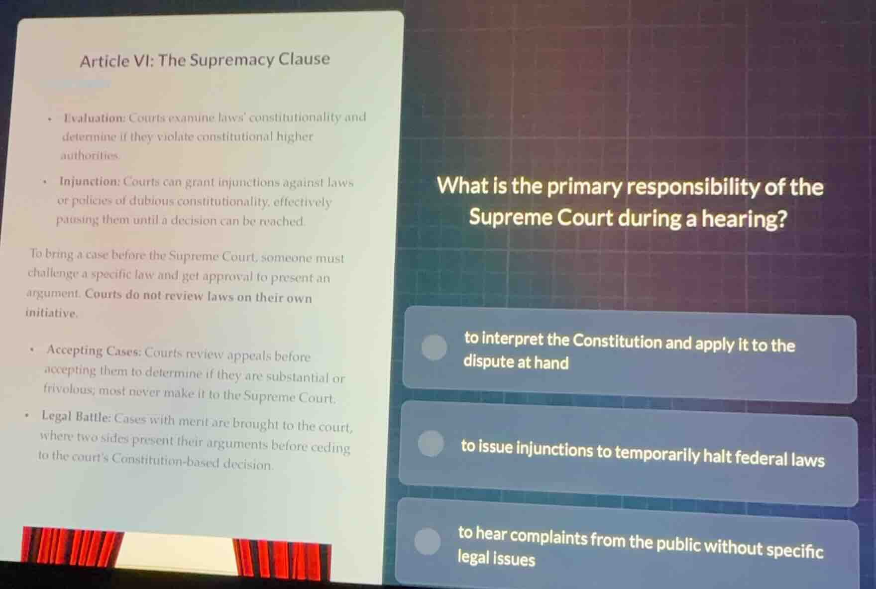 article vi: the supremacy clause - evaluation: courts examine laws cons…