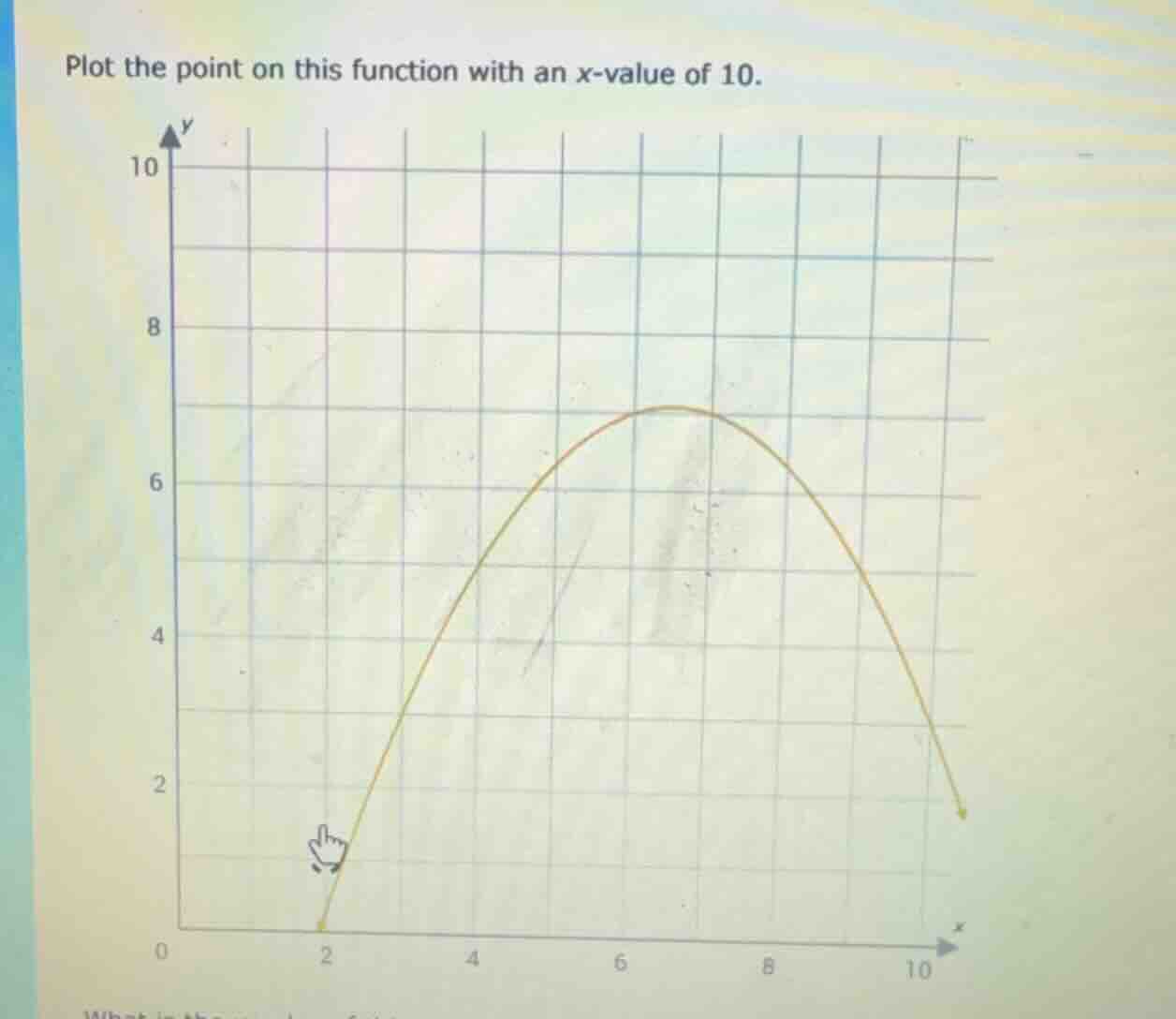 plot the point on this function with an x - value of 10.