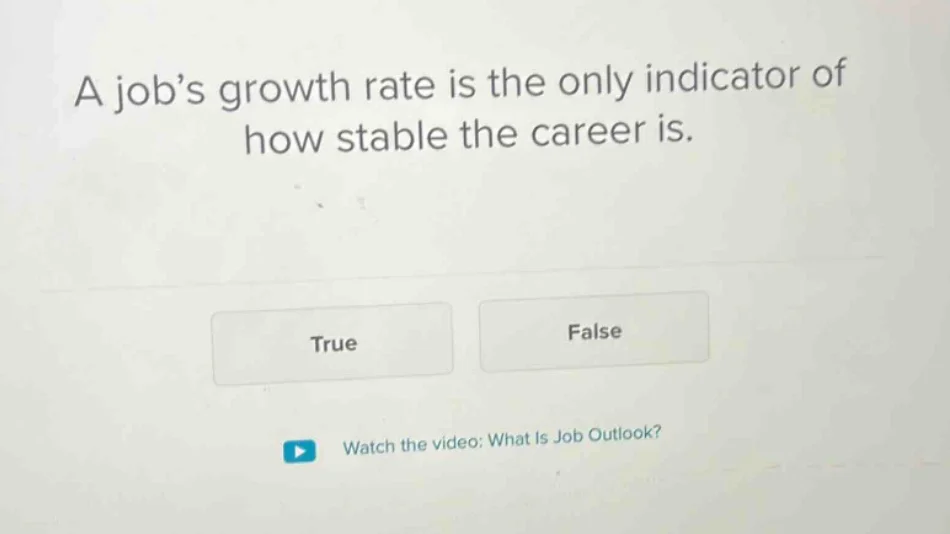 a job’s growth rate is the only indicator of how stable the career is. …