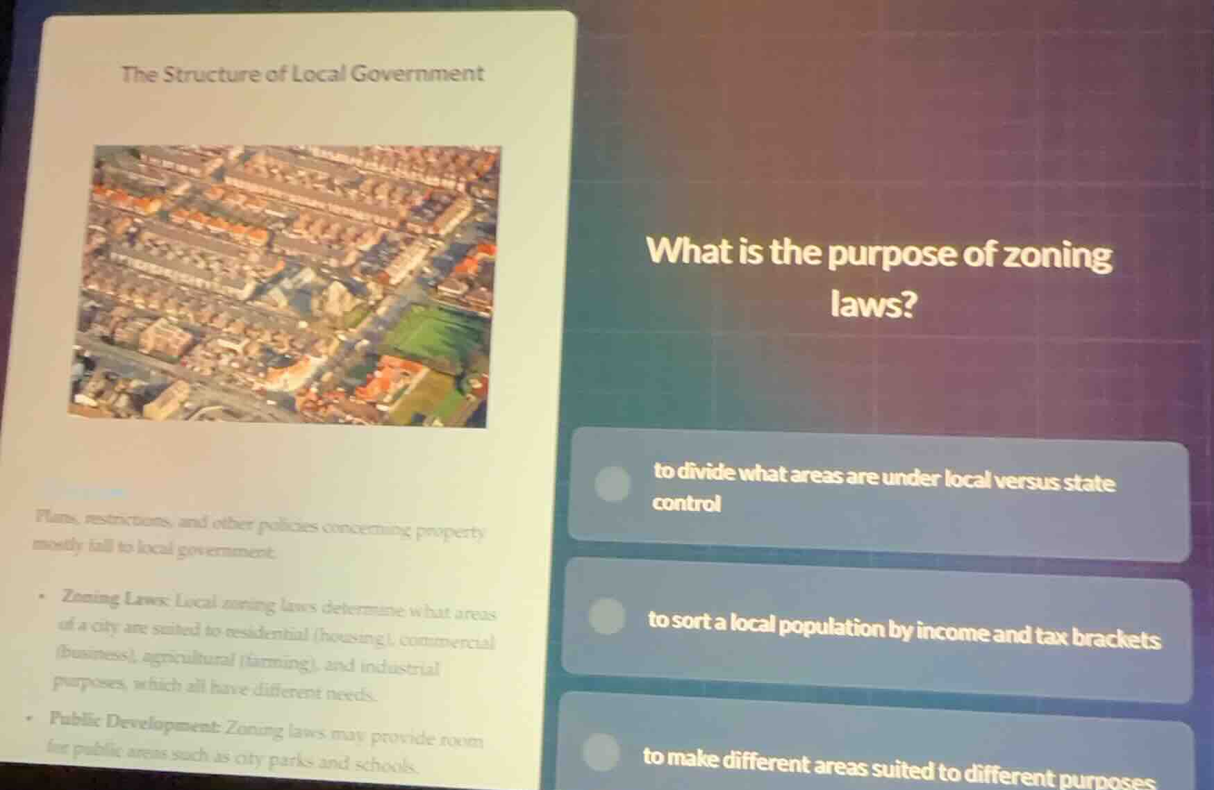 the structure of local government plans, restrictions, and other polici…