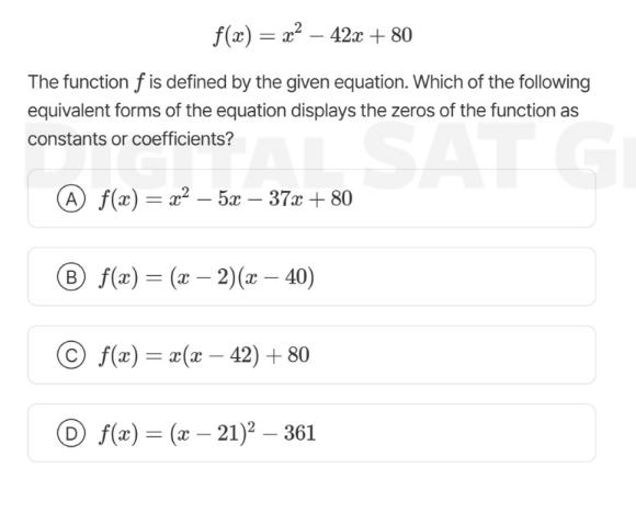 f(x) = x^2 - 42x + 80 the function f is defined by the given equation. …