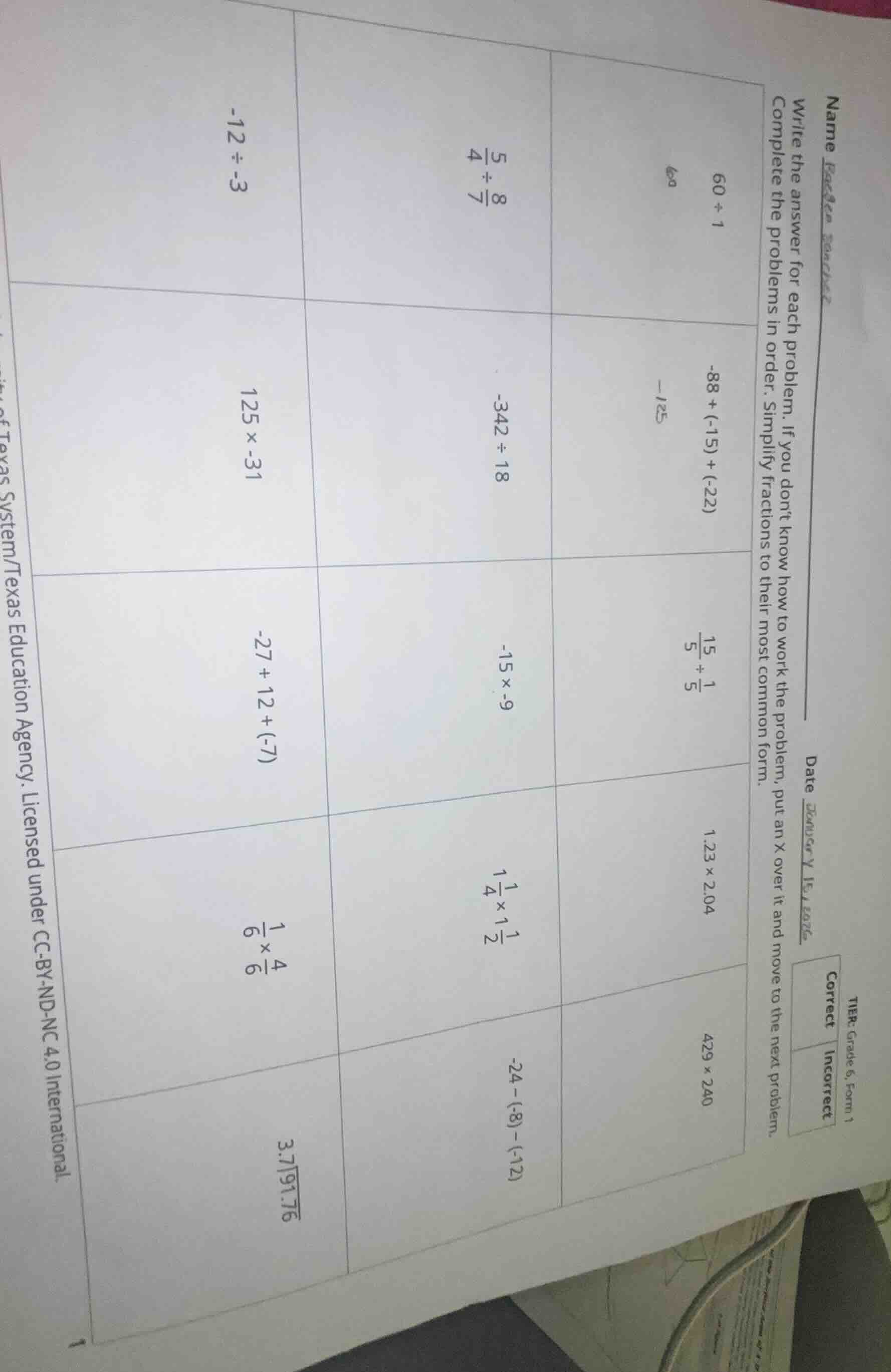name write the answer for each problem. if you dont know how to work th…