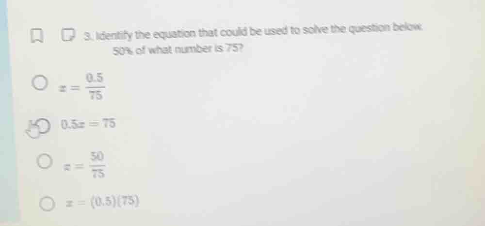 3. identify the equation that could be used to solve the question below…