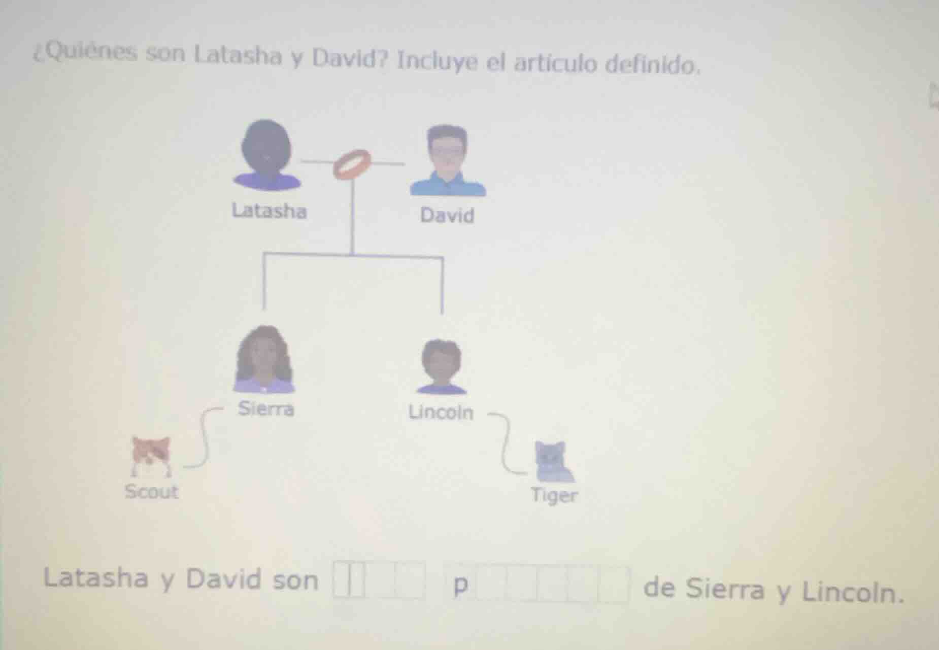 ¿quiénes son latasha y david? incluye el artículo definido. latasha dav…