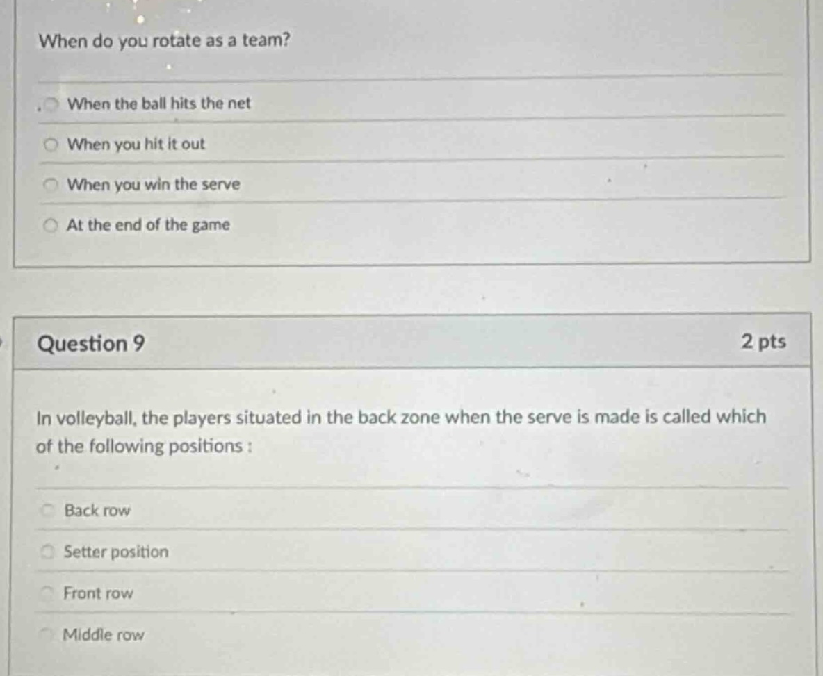 when do you rotate as a team? when the ball hits the net when you hit i…