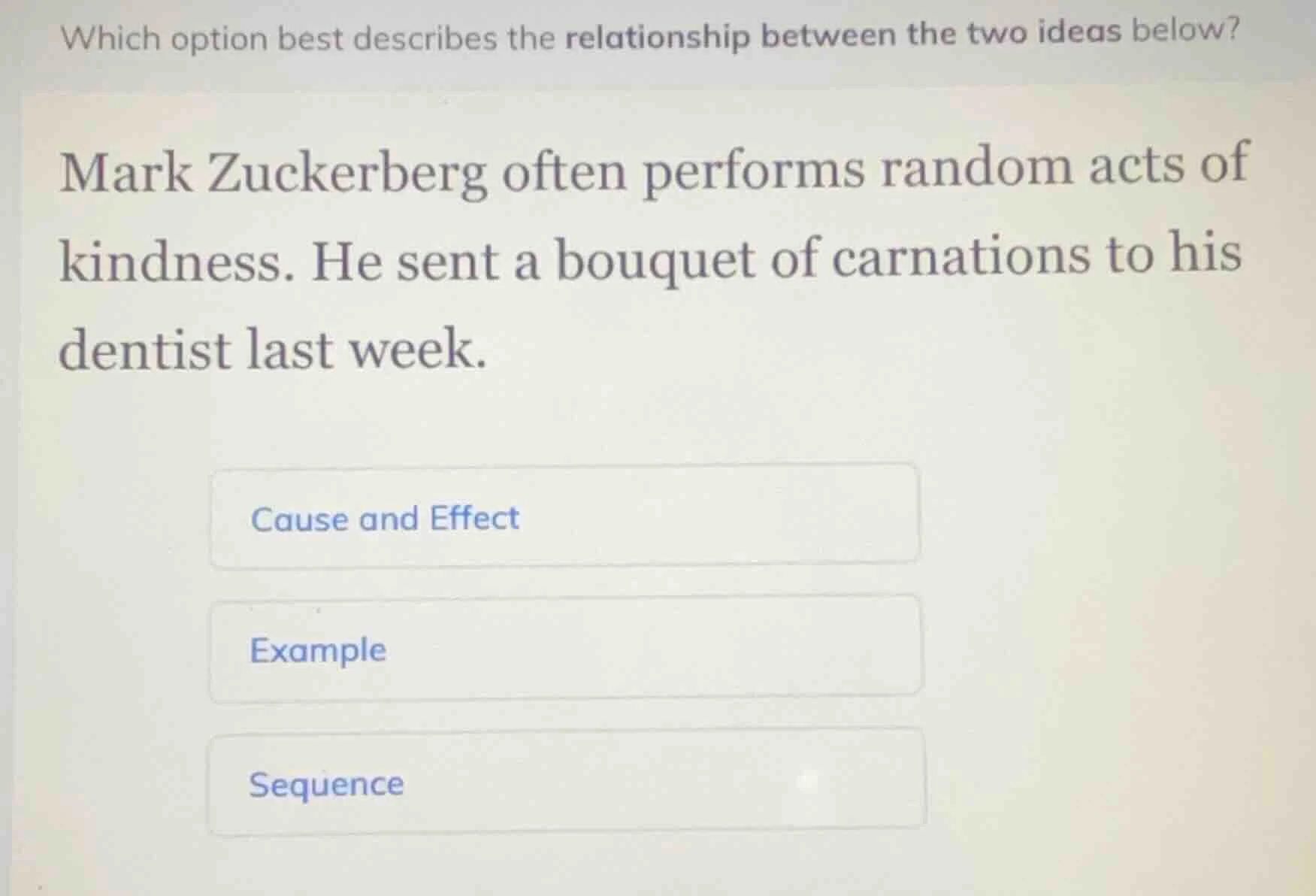 which option best describes the relationship between the two ideas belo…