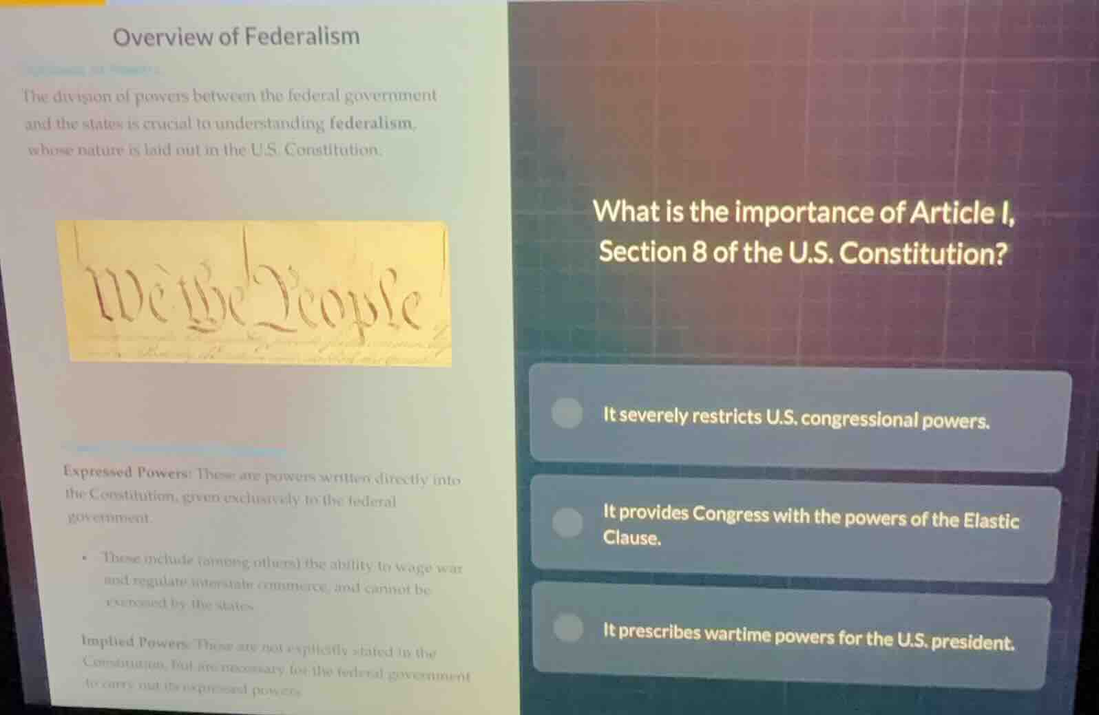 overview of federalism the division of powers between the federal gover…