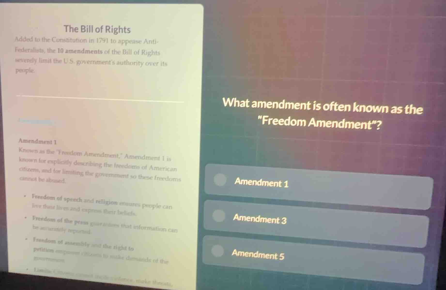 the bill of rights added to the constitution in 1791 to appease anti - …