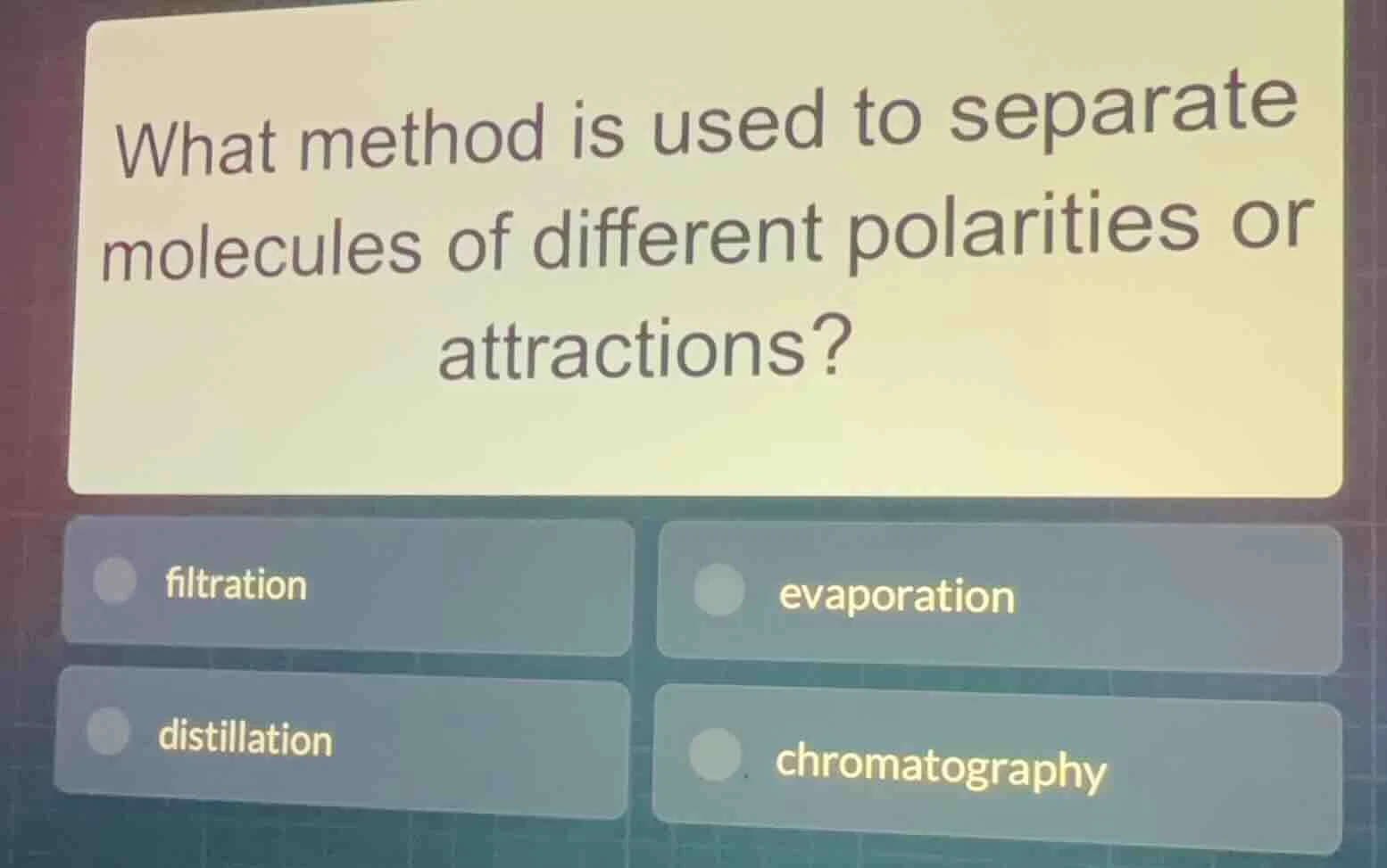 what method is used to separate molecules of different polarities or at…