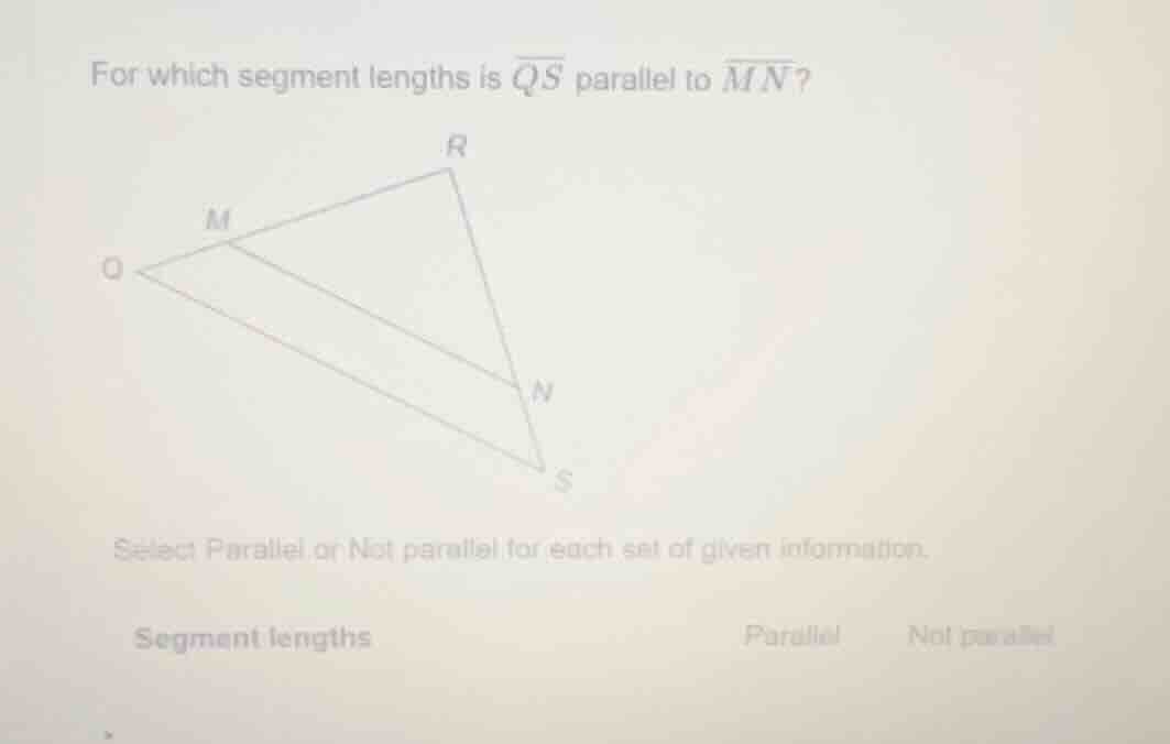 for which segment lengths is \\(\\overline{qs}\\) parallel to \\(\\over…