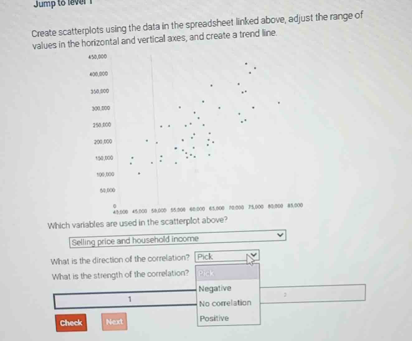 jump to level 1 create scatterplots using the data in the spreadsheet l…